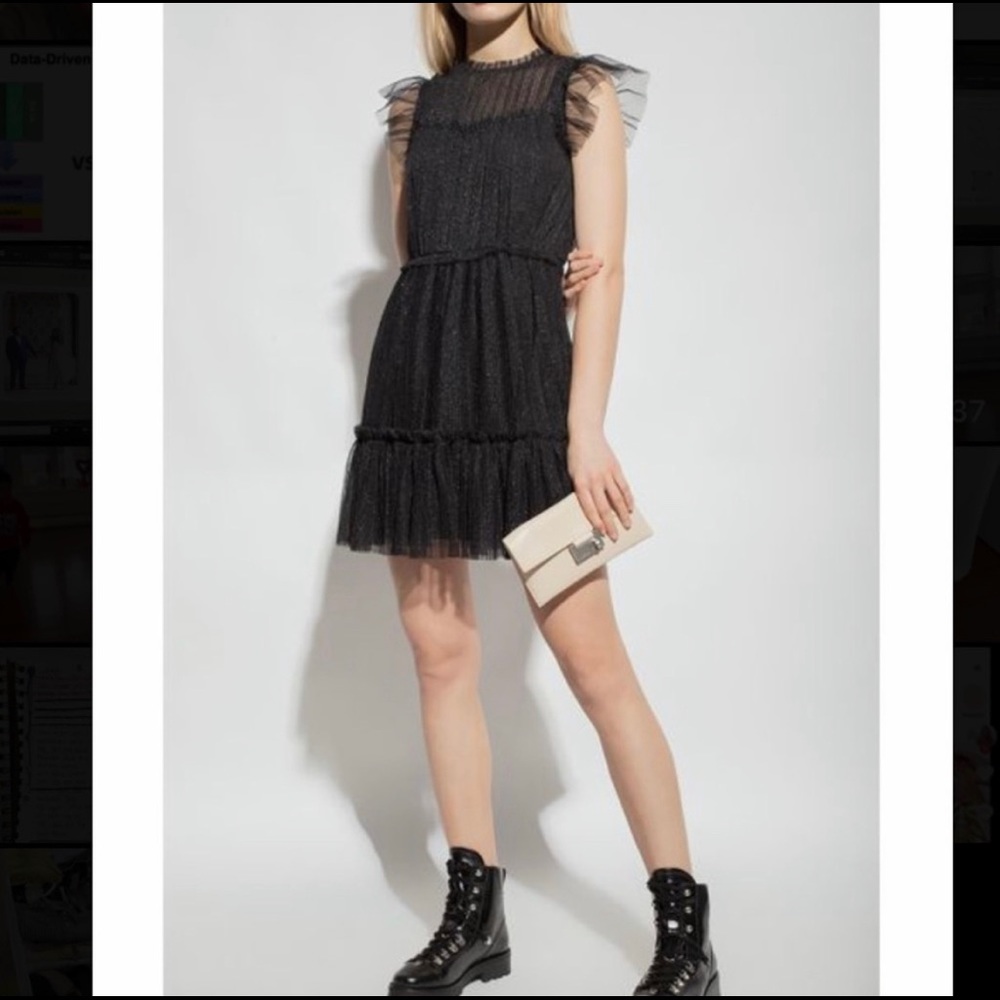 NWT All Saints Perri Dress Metallic Black Sparkle
